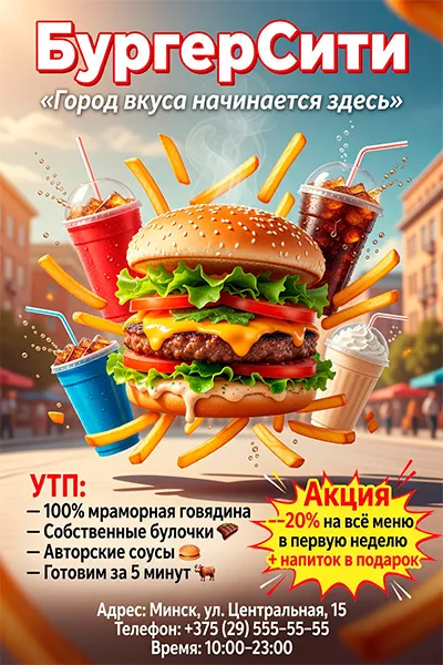шаблон листовки бургерной